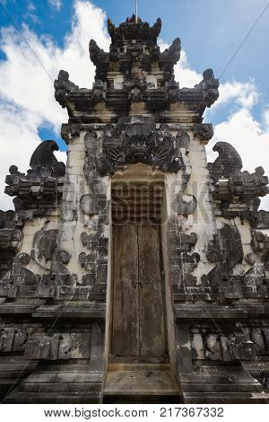 The details of sculpture gate in Pura Penataran Agung Lempuyang in Bali Indonesia