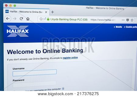 LONDON UK - NOVEMBER 22ND 2017: The homepage of the Online Banking area on the Halifax bank website on 22nd November 22nd 2017.