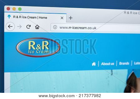 LONDON UK - NOVEMBER 21ST 2017: The homepage of the official website for R&R Ice Cream - the largest producer of ice cream in Europe by volume on 21st November 2017.