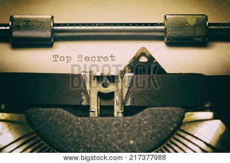 Old typewriter with the written word Top Secret