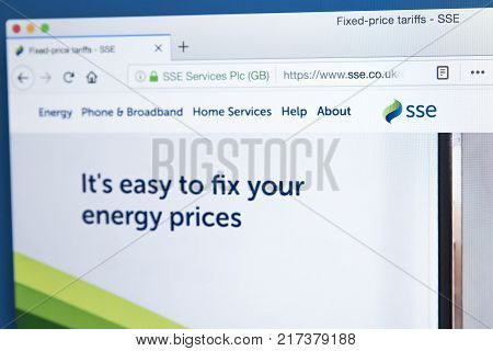 LONDON UK - NOVEMBER 21ST 2017: The homepage of the official website for SSE plc - the British energy company on 21st November 2017.