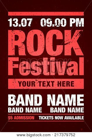 vector rock festival flyer design template for party