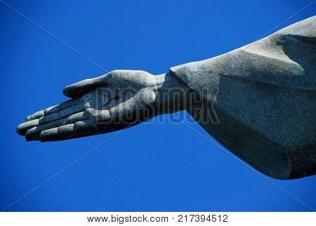 RIO DE JANEIRO BRAZIL - CIRCA DE DECEMBER 2017: Christ the Redeemer, statue on top of Corcovado.