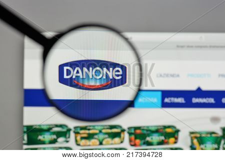 Milan, Italy - August 10, 2017: Danone. Logo On The Website Homepage.