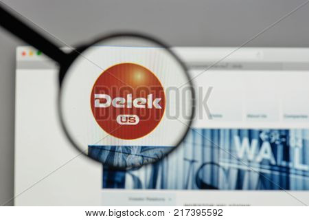Milan, Italy - August 10, 2017: Delek Us Holdings Logo On The Website Homepage.