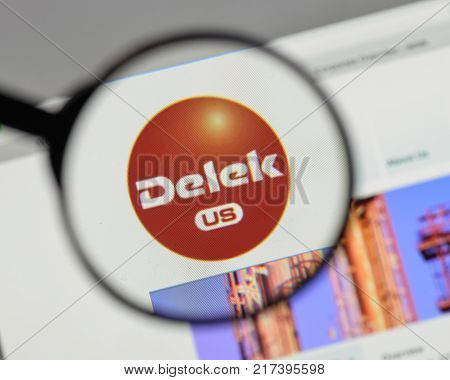 Milan, Italy - August 10, 2017: Delek Us Holdings Logo On The Website Homepage.