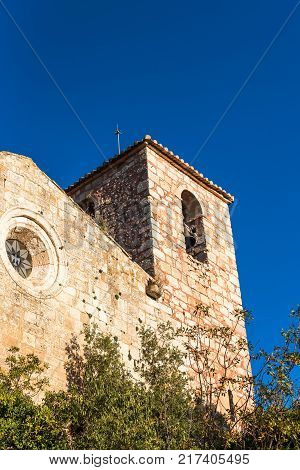 View Of The Romanesque Church Of Santa Maria De Siurana In Siurana Tarragona Spain. Copy Space For T