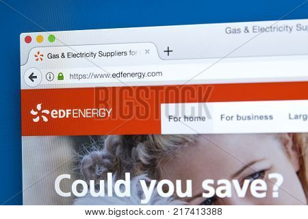 LONDON UK - OCTOBER 17TH 2017: The homepage of the official website for EDF Energy the British energy company on 17th October 2017.