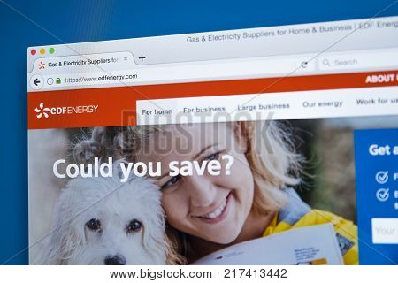 LONDON UK - OCTOBER 17TH 2017: The homepage of the official website for EDF Energy the British energy company on 17th October 2017.