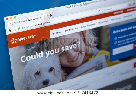 LONDON UK - OCTOBER 17TH 2017: The homepage of the official website for EDF Energy the British energy company on 17th October 2017.