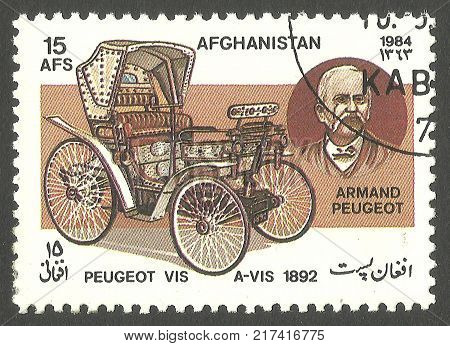 Afghanistan - stamp 1984 Edition automobiles Series Classic automobiles and their designers Armand Peugeot