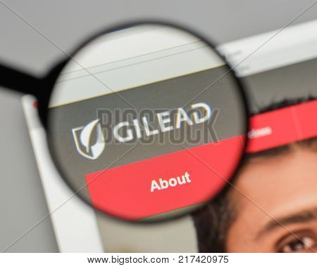 Milan, Italy - August 10, 2017: Gilead Sciences Logo On The Website Homepage.
