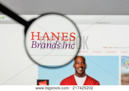 Milan, Italy - August 10, 2017: Hanesbrands Logo On The Website Homepage.