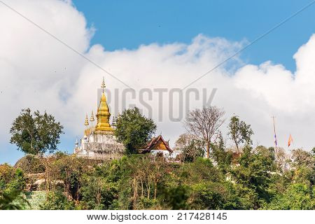 View Of The Roof Of A Buddhist Temple Louangphabang Laos. Close-up