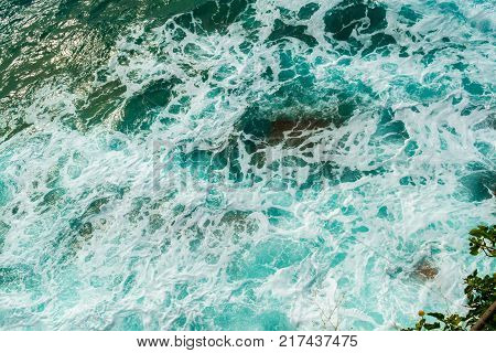 Seascape. Transparent sea of green color. View from above. Adriatic Sea