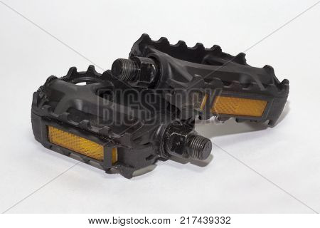 Foot Pedals For Modern Bike. The Left And Right With Reflectors