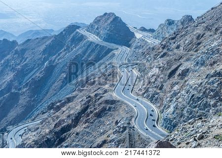 Al Hada Mountain in Taif City, Saudi Arabia with Beautiful View of Mountains