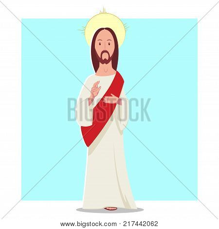 Jesus Christ vector cartoon flat character. Illustration isolated on white background.