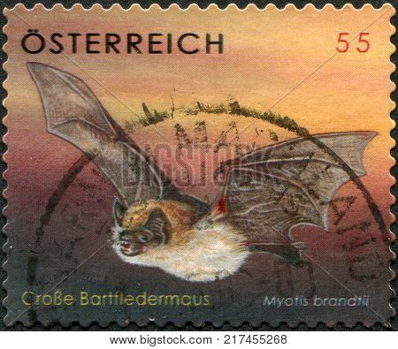 AUSTRIA - CIRCA 2007: A stamp printed in Austria shows Brandt's Bat (Myotis brandtii) circa 2007