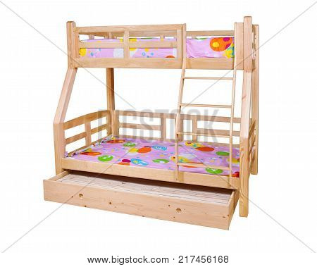 Bunk bed isolated over white background with clipping path