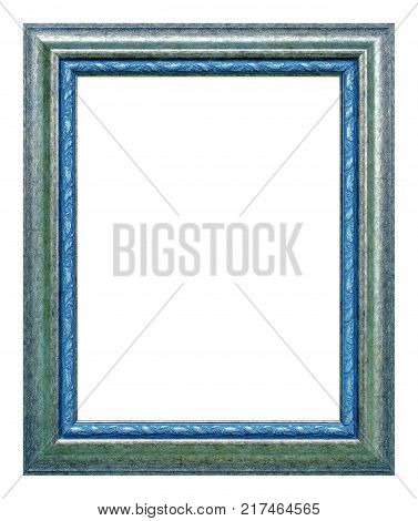 Antique silver and blue frame isolated on the white background vintage style