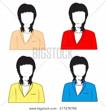 Silhouettes girl with cloth of the miscellaneous of the colour on white background