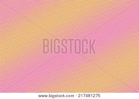 Pink yellow dotted halftone vector background. Diagonal striped halftone banner template. Retro feminine backdrop. Pink dotted pattern. Pink dotted gradient. Pop art surface design. Vivid halftone