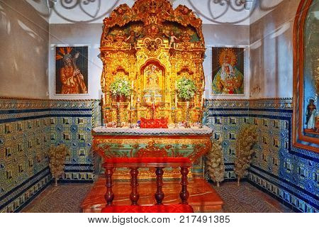 Church Inside Bullfighting Museum Royal Maestranza Of Cavalry In Seville. Spain.