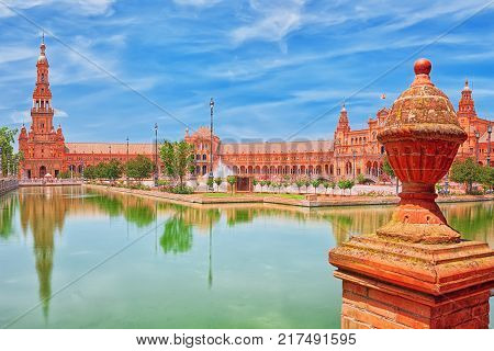 Spain Square (plaza De Espana)is A Square In The Maria Luisa Park, In Seville.