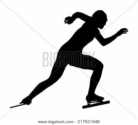start women athletes speedskater ice-skating black silhouette