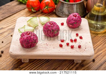 Pkhali, Georgian dish with nuts, beets and herbs