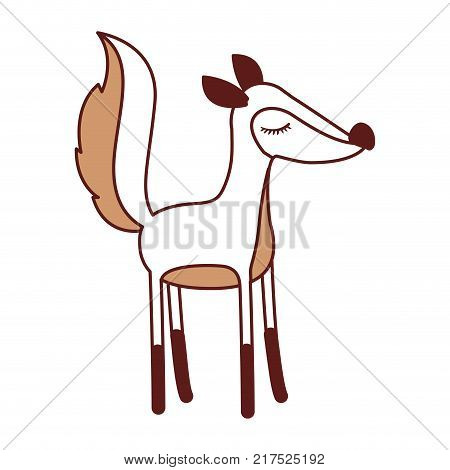 female fox cartoon with closed eyes expression in color sections silhouette vector illustration
