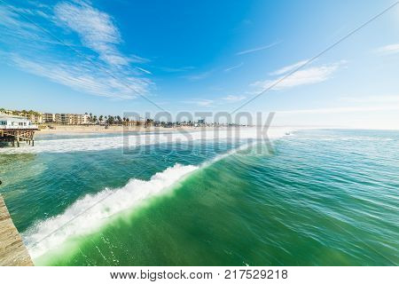 Waves in Pacific Beach in California USA