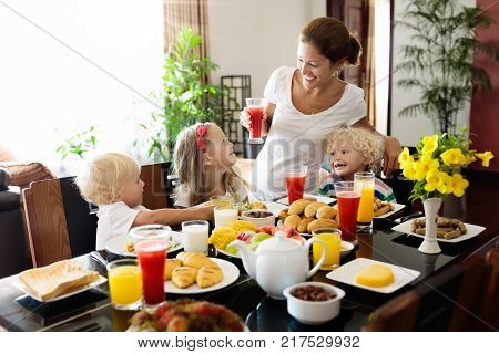 Healthy Family Breakfast For Mother And Kids.