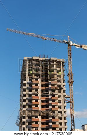 Monolithic frame construction of the building. The framework for the walls. Formwork for walls made of concrete. Construction of the building. Masonry walls and aerated concrete masonry walls