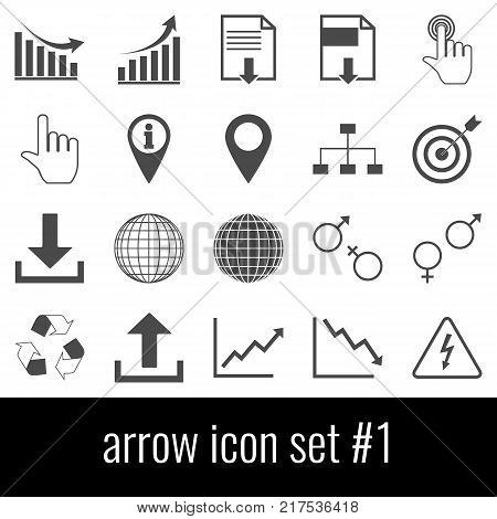 Arrow. Icon set 1. Gray icons on white background.