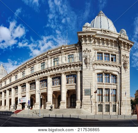 Bucharest, Romania - September 8, 2017: Panoramic view of National Museum of Romanian History which located on Calea Victoriei in Bucharest, Romania.