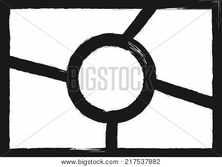 Grunge photo collage. Frame for images text presentations. Watercolour ink sketch graffiti. Vector illustration.