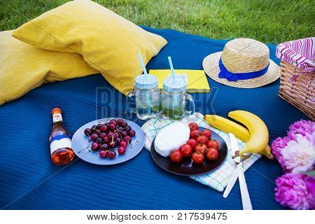 Bright picnic in nature - beautiful and bright food
