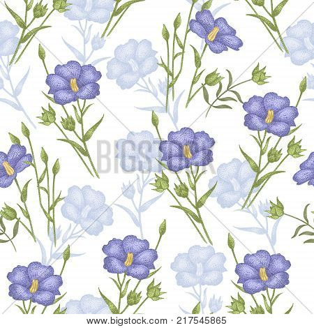 Vintage vector pattern with flowers linen on a white background. Graphic handmade textiles fabrics paper curtains curtains wallpaper vintage style.