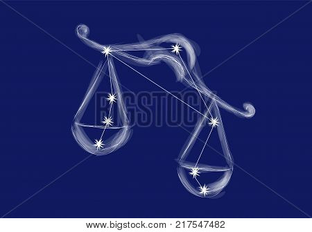 libra sign. abstract zodiac sign on blue background