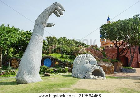 PATHUM THANI THAILAND - November 04 2017: Inside view of the fun park named Dream World in Pathum Thani Thailand. It's the most popular amusement park in Thailand.