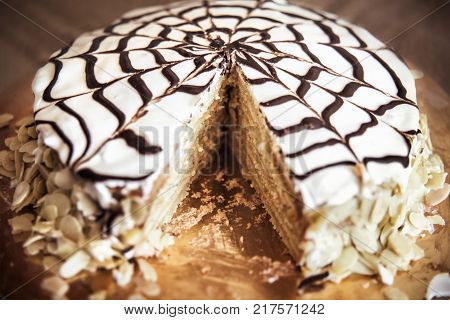 Delicious Almond Cake sweets cream white yummy