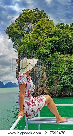 Woman On The Boat Trip In Phang Nga In Phuket