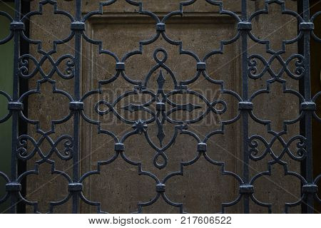 wrought iron grid vintage architectural metal detail