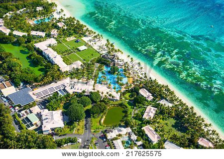 Mauritius island - 29 September 2017: Aerial view of Mauritius island panorama