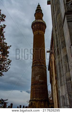 minaret of Grand mosque in Bursa Turkey from ottoman period