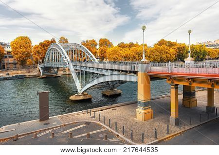 Arch footbridge Passerelle Debilly in Paris, France