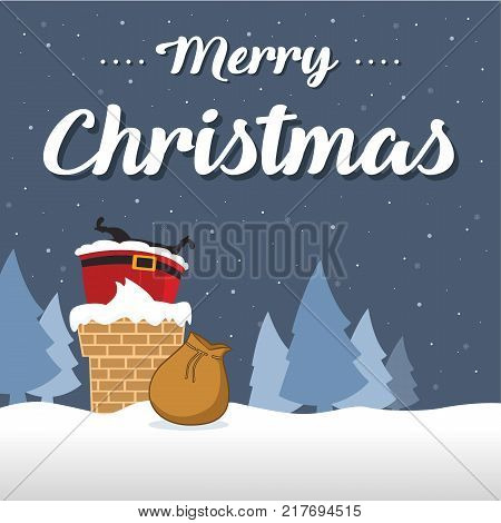 Cute Card Christmas With Santa Vector Illustration