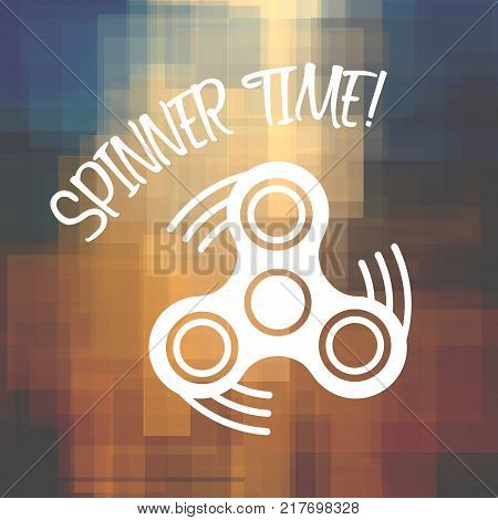 Spinner Time with finger spinner silhouette over geometric background. For posters banners design backgrounds etc.